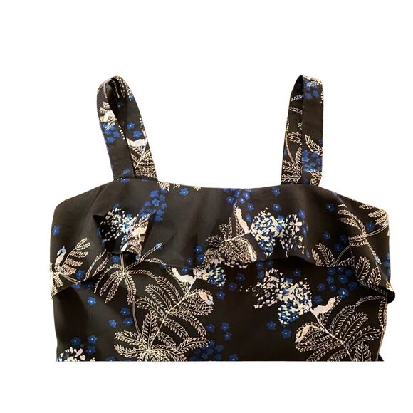BANANA REPUBLIC Tropical Floral Sleeveless Navy Dress w/Belt sz 2 - Picture 6 of 10